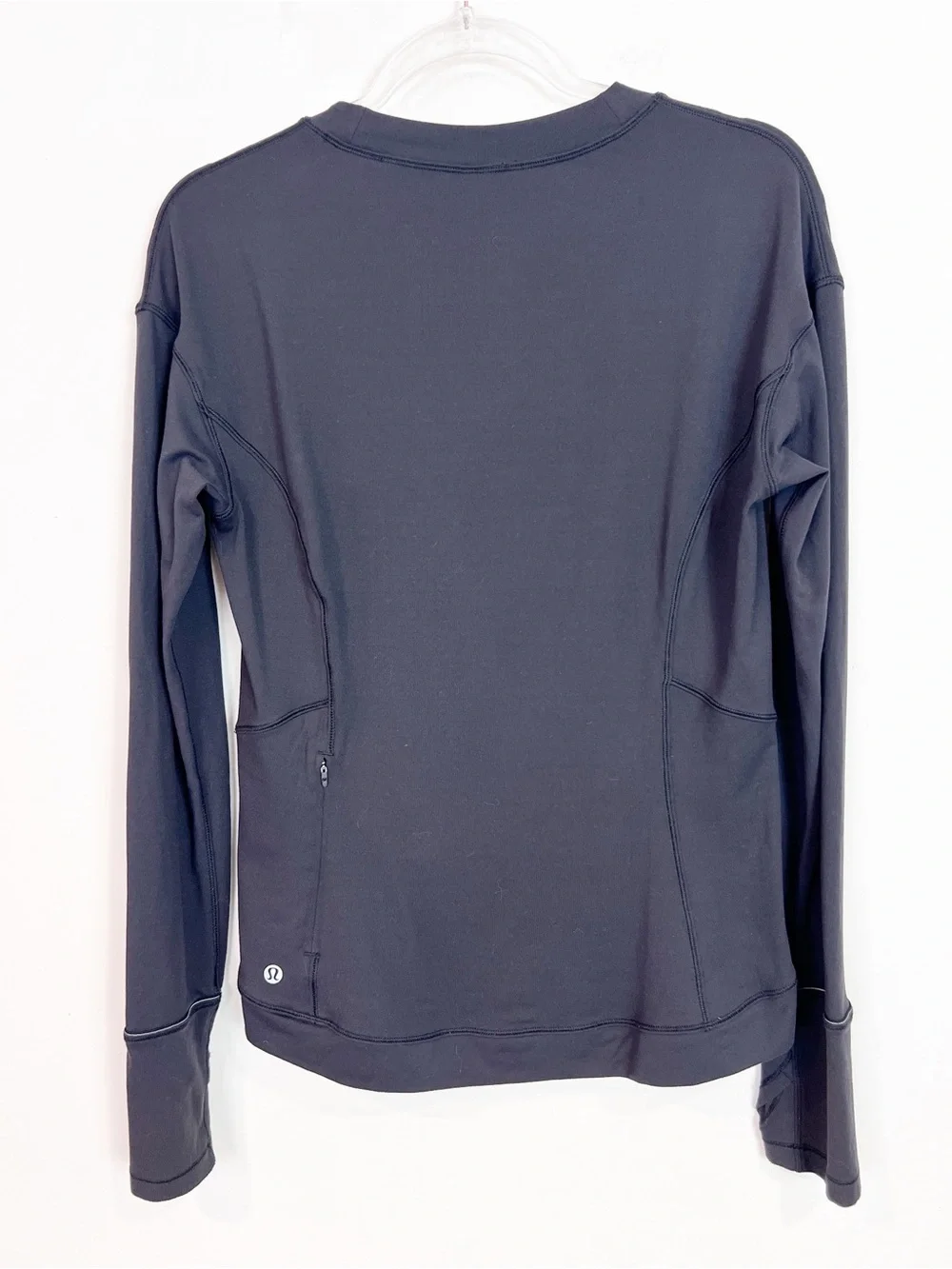 LULULEMON CLOSE TO CROSSING BLACK LONG SLEEVE ATHLETIC SHIRT CROSSOVER HEM SZ 8
